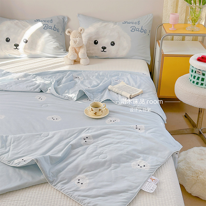 晕头小狗｜超可爱卡通A类针织夏被三件套软糯空调被可水洗夏凉被,床上用品,化纤被,淘宝优惠券,粉丝福利购,淘宝优惠卷