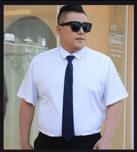 加肥加大短袖衬衣男商务休闲衬衫