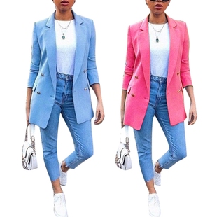 for Women Long Size Sleeve Color Blazers Bright Plus Solid
