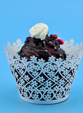12Pcs Pearly Paper Lace Flower Design Vine Lace Cup Cake Wra
