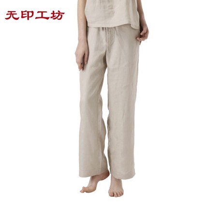 无印工坊 亚麻家居服女式单条长裤外穿宽松休闲睡衣睡裤女家居服