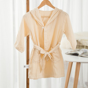 无印工坊童话屋学生浴袍毛巾纯棉男女带帽吸水纯色柔软NMBR1830