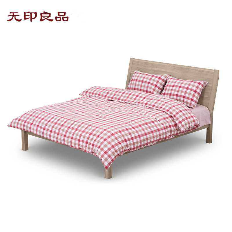 无印良品 咖啡屋 纯棉四件套 格子床单被罩 水洗棉四件套T1610