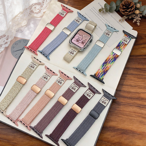 咖啡猫编织表带适用于苹果Apple表带iwatch11S10987654321SE表带