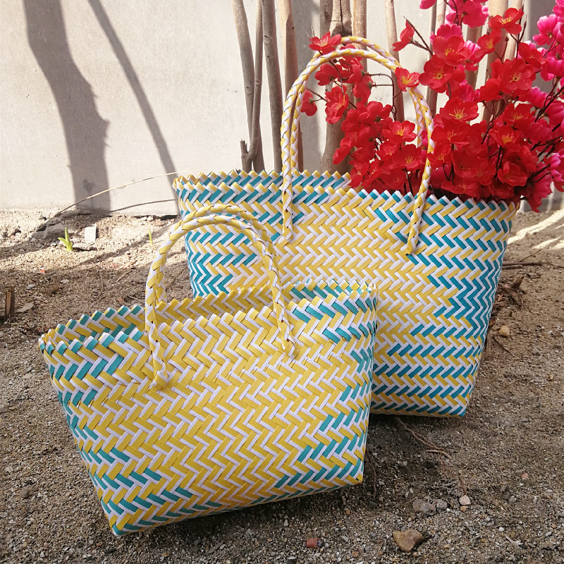 手工编织包买菜篮子包洗澡篮子手提浴室大可爱韩国沙滩包女编织包