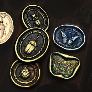 新品 昆虫系列蝉蜘蛛蝴蝶甲虫蝎子瓢虫飞蛾标本 火漆印章章头黄铜