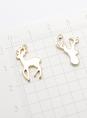 鹿剪影造型吊坠挂饰日本kiwa贵和diy手工配件耳饰铜镀金