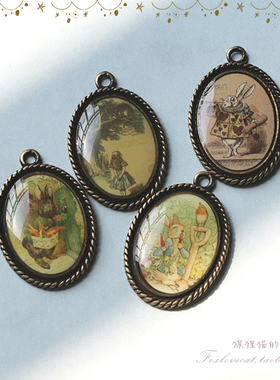 爱丽丝古铜色彼得兔制作滴胶吊坠