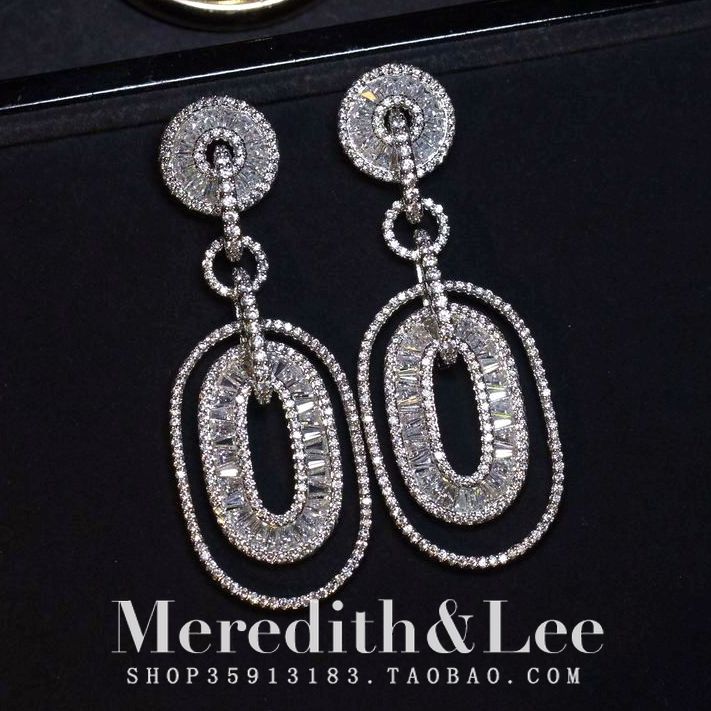 几何女士锆石圈圈耳环轻奢