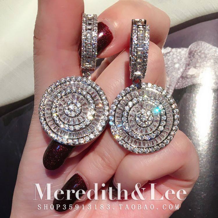 meredith&lee 高级感时尚圆形满钻轻奢法式优雅百搭气质锆石耳环