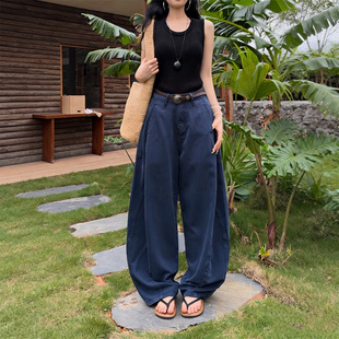 65329天丝牛仔裤垂感阔腿裤女2026年夏季立体结构设计薄款休闲裤