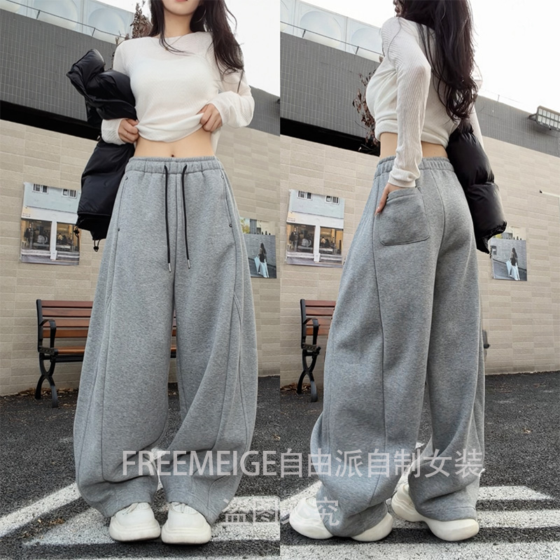 加绒加厚66699高级感休闲裤2025年冬季新款纯色百搭保暖运动卫裤