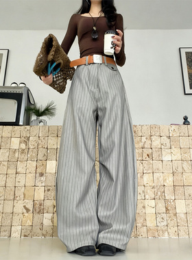 61333条纹高级感气质西裤2026年春季新款直筒百搭显瘦休闲裤长裤