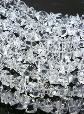 7A天然白水晶碎石有孔 天然水晶手链项链 半成品diy饰品通透体