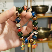 保真西藏扎基同款 香灰琉璃手串吞金兽多宝手链十全十美本命年男女
