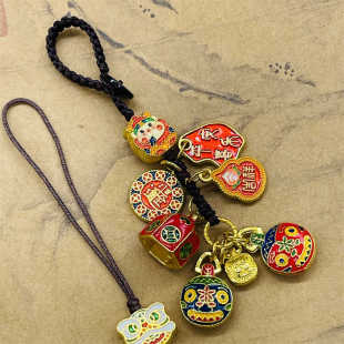 沙金珐琅手工汽车钥匙扣吞金兽手机链锦鲤包包挂饰品挂件吊坠男女