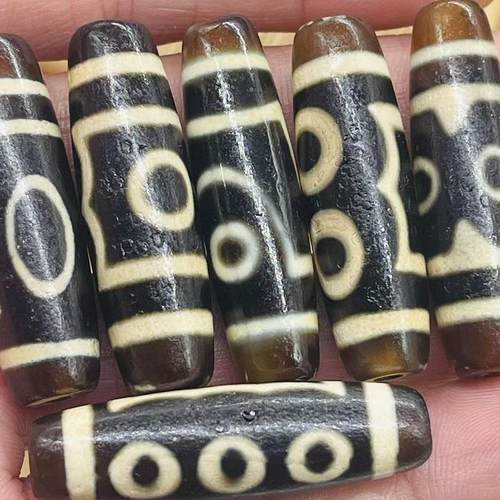 保真品西藏天然玛瑙牙黄天珠吊坠