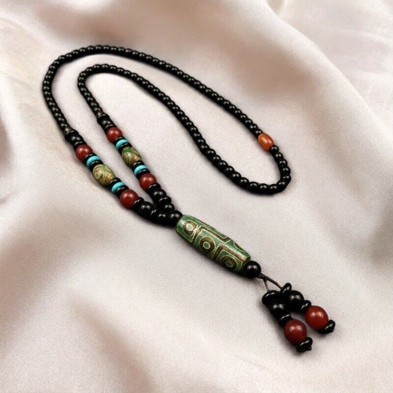 西藏九眼三眼天珠项链手链男女情侣款保真玉髓玛瑙首饰品毛衣链