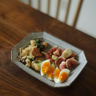 禾下 | 灰釉四角方盘 手作陶器 食器