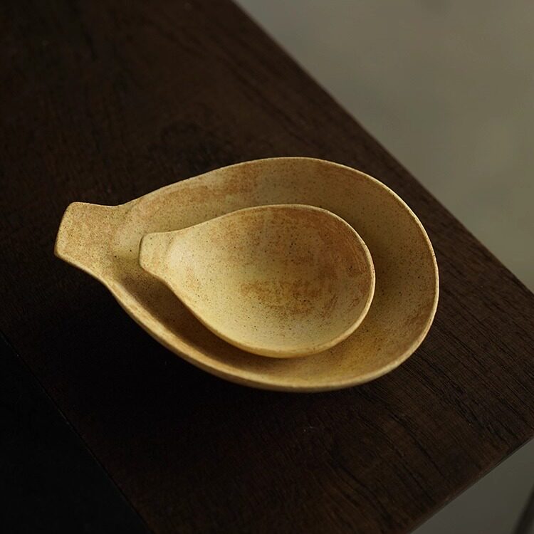 禾下｜手作粗陶葫芦皿 蘸料碟 点心碟