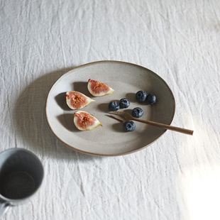 禾下| 灰釉椭圆盘餐盘 手作陶器 食器 粗陶