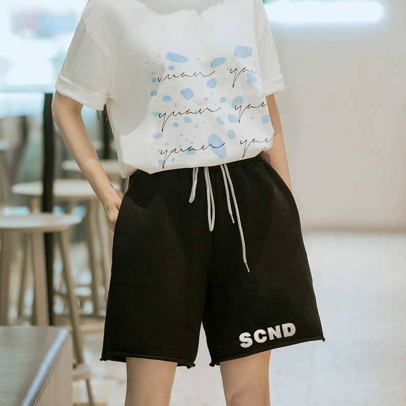 短裤2021新款男女夏季运动休闲黑色纯棉宽松直筒嘻哈潮牌街头SCND