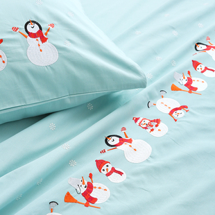 外贸好货精致刺绣纯棉床单单件全棉厚实斜纹纯色双人绣花睡单特价