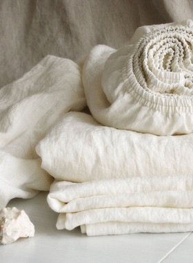 外贸法国原料100%纯亚麻床笠单件床垫席梦思保护套出汗不沾身