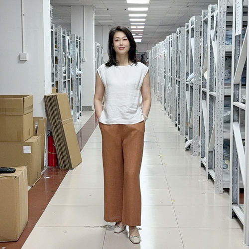 日单新款！外贸100%纯汉麻休闲九分阔腿裤夏季吸汗透气简约风女裤