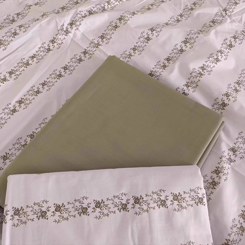 库存处理外贸尾单100%纯棉四件套简约清新全棉平纹床单被套多件套