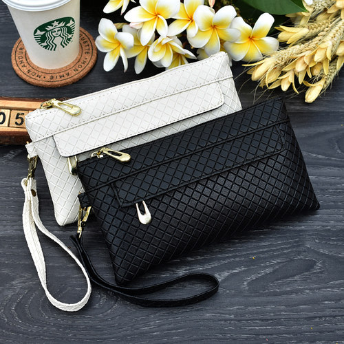 新款细格纹手拿包女士大容量零钱手机包夏季韩版小包包潮