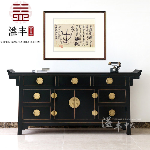 中式实木质翘头酒店玄关储物柜新古典餐边柜门厅多斗柜隔断走廊柜 - 封面