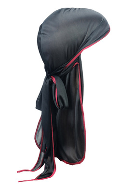 跨境热销长尾弹性包头帽杜拉格silky durag 仿真丝绸缎包边海盗帽