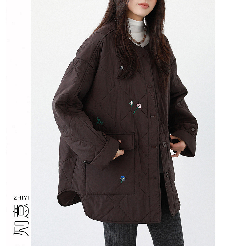 重工刺绣绗线绵羊毛服外套女