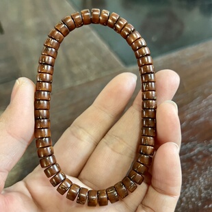 紫金鼠实心纯肉鼠尖药片手串文物手链红皮老料