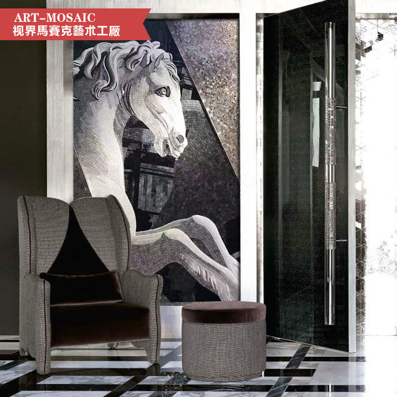 马头 马赛克背景墙 简约现代客厅 玄关过道背景 拼图剪画拼花瓷砖|ruв категории награду материалов, керамическая плитка, мозаика - от Buy2taobao.com для оказания профессиональной услуги покупки агента Taobao