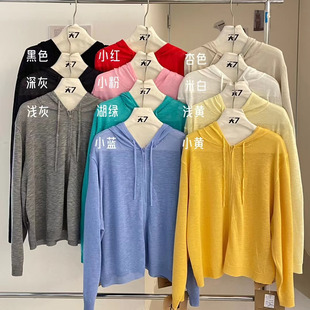 胖mm慵懒风薄款 宽松大码 连帽针织防晒外套 夏氧气少女韩版 大7女装