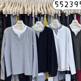 幕茄女552395冬新品宽松大码胖mm慵懒休闲风假两件打底衫T恤上衣