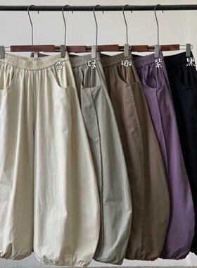几布见川826010春季韩版宽松大码胖mm休闲日系高腰灯笼阔腿长裤女