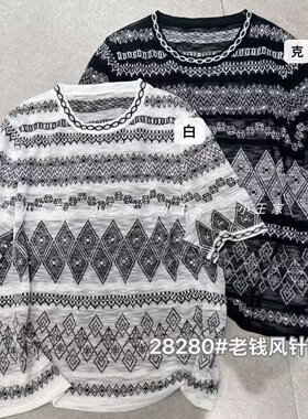 小王家女28280夏季韩版宽松大码胖mm慵懒老钱风薄款针织短袖上衣
