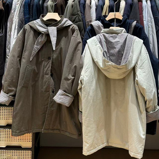 非本女189655冬加厚长款韩版宽松大码胖mm慵懒风休闲连帽棉服外套