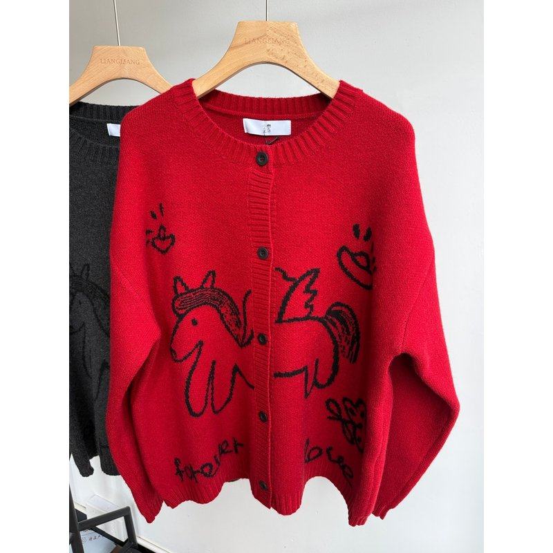 小王家女装3835冬季韩版宽松大码胖mm慵懒风圆领针织开衫毛衣外套,女装/女士精品,毛衣,淘宝优惠券,粉丝福利购,淘宝优惠卷