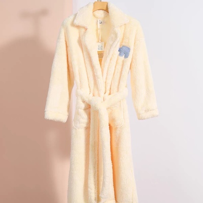 野SP大象出走长棉绒情侣款秋冬季睡袍加厚保暖开襟外披珊瑚绒晨袍