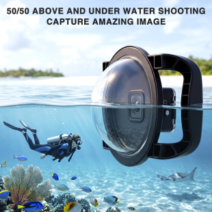 适用GoPro mission1/1pro防水壳球面镜水面镜头罩鱼眼潜水配件