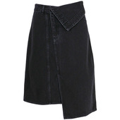 王叔纯棉牛仔春夏新款 320137516潮 不对称设计复古高腰牛仔短裙