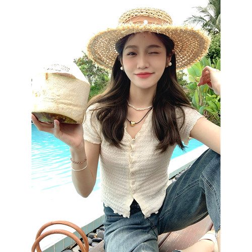 舒芙蕾短袖弹力百塔上衣温柔短袖