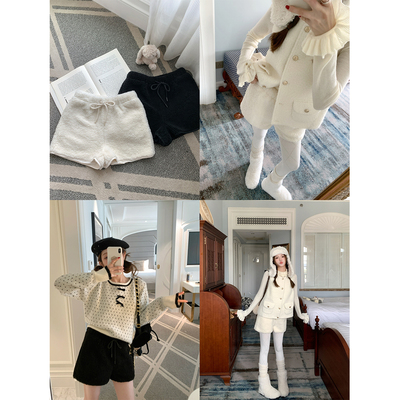 FFBLUE短裤羊羔毛短裤