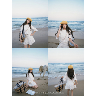 BLUE 半裙套装 3.30new月下百合 刺绣花边衬衫 100新疆水洗棉