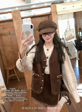 FF BLUE 自由山野 50天丝棉麻提花衬衫360g空气层麂皮绒马甲半裙