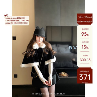 摄政街落雪 12.29new 矜贵小千金2色丝绒夹棉斗篷外套 BLUE